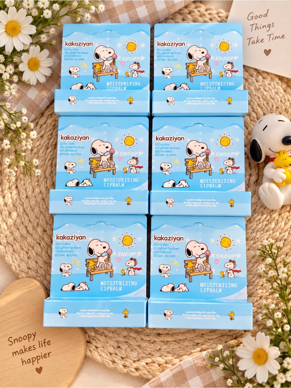 6 Snoopy Moisturizing Lip Balm -